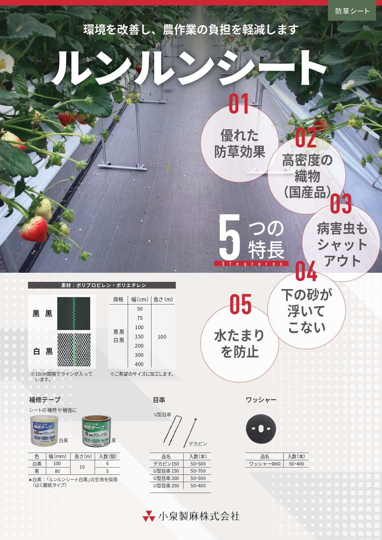 ルンルンシート 黒×黒・白×黒｜WEBカタログ｜小泉製麻株式会社
