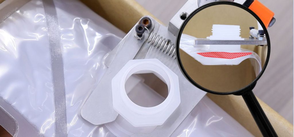スクエア充填時の容器セッティングのポイント｜注ぎ口とフィルムが密着することなく隙間（空間）があること